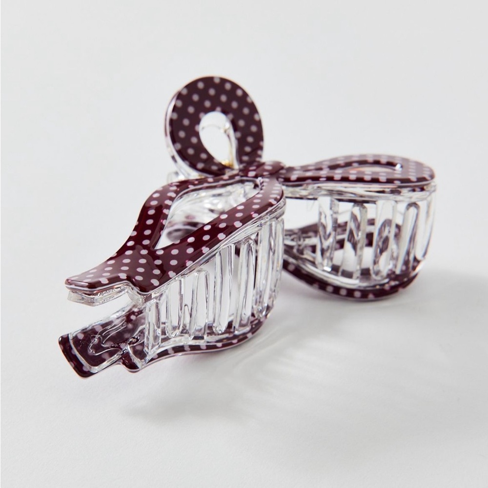 Pom Polka Dot Draped Bow Resin Claw Hair Clip - Picture 2 of 4